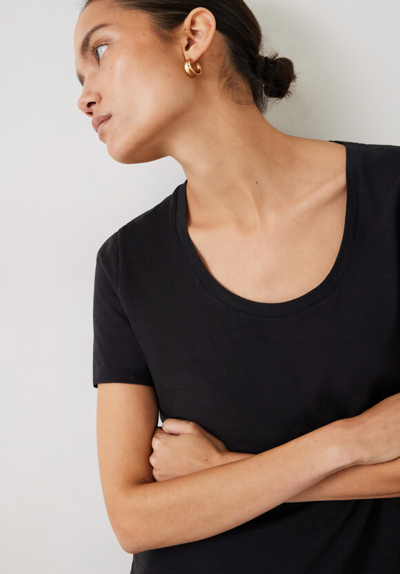Hari Scoop Neck Cotton Slub T-Shirt