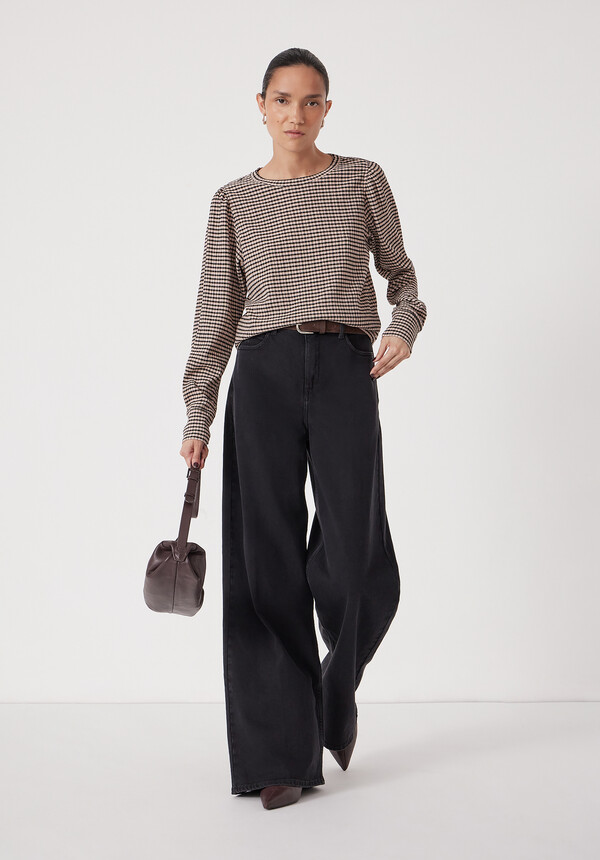 Emily Gingham Puff Sleeve Top