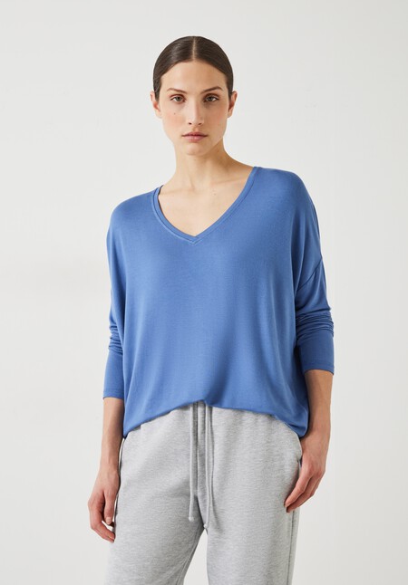 Gillian Wide Jersey V Neck Top