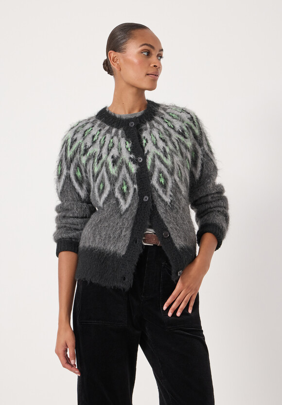 Brushed Fairisle Cardigan with Mohair
