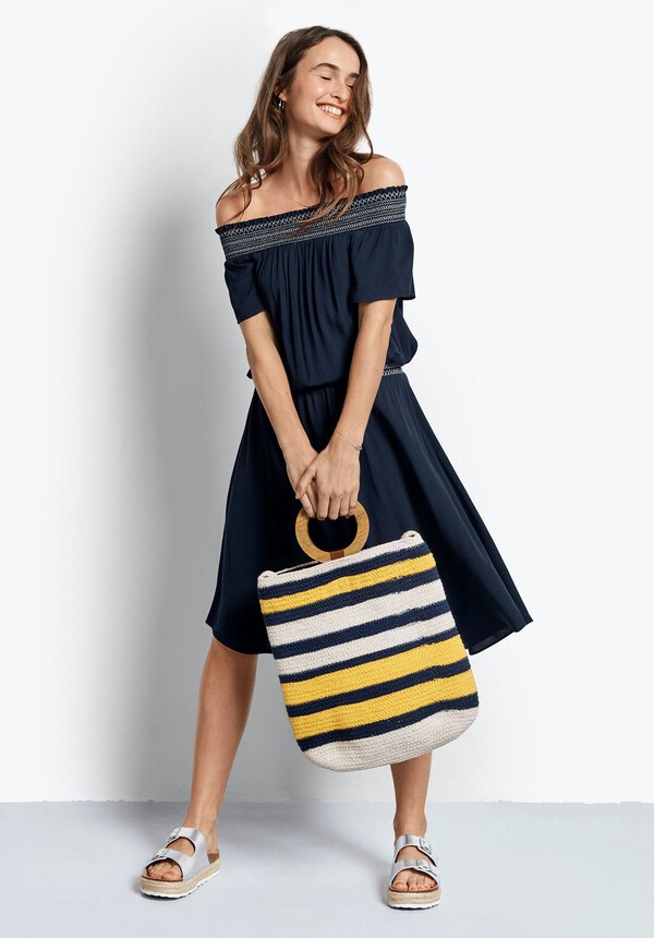 Shirred Off Shoulder Dress