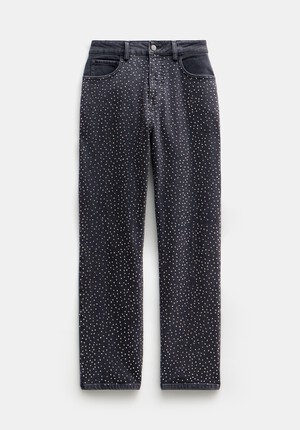Alex Slim Straight Leg Jeans with Rhinestones