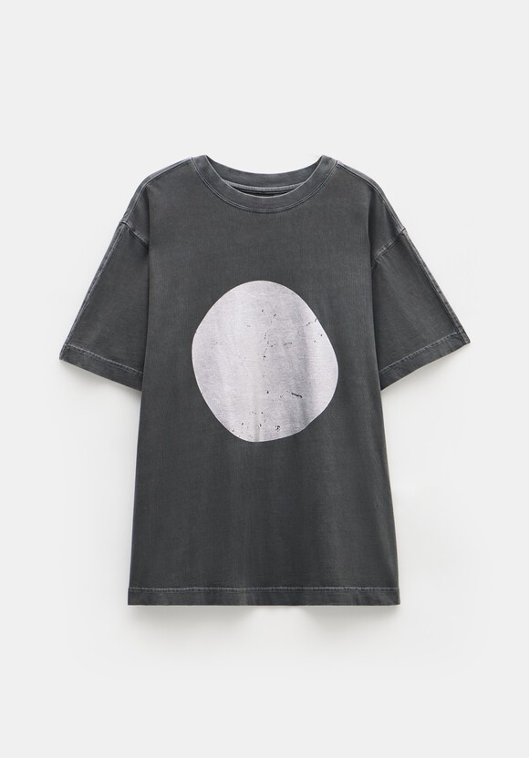 Metallic Print Oversized Graphic T-Shirt