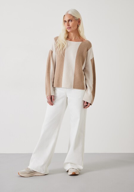 Everlee Striped Boat Neck Cotton Jumper