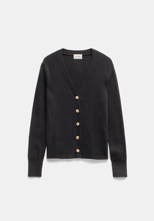 Slim Ribbed V Neck Cardigan