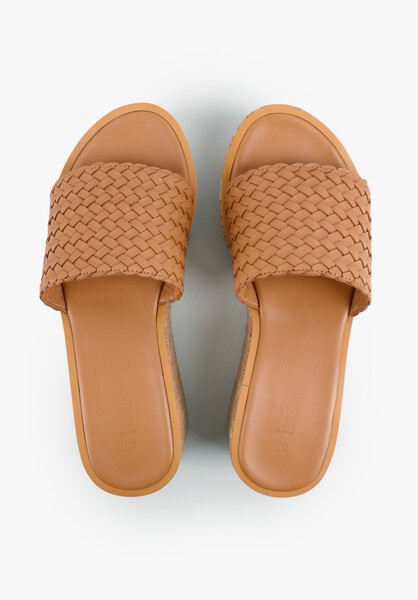 Capri Flatform Sliders Cork Sandals Tan Hush