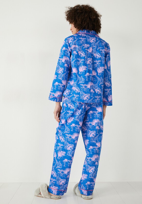 Isla Printed Cotton Pyjama Set | Savanna Sunset Blue/Pink | hush