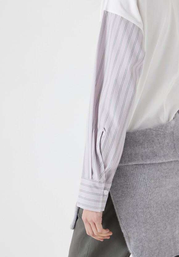 Woven Mix Long Sleeve T-Shirt