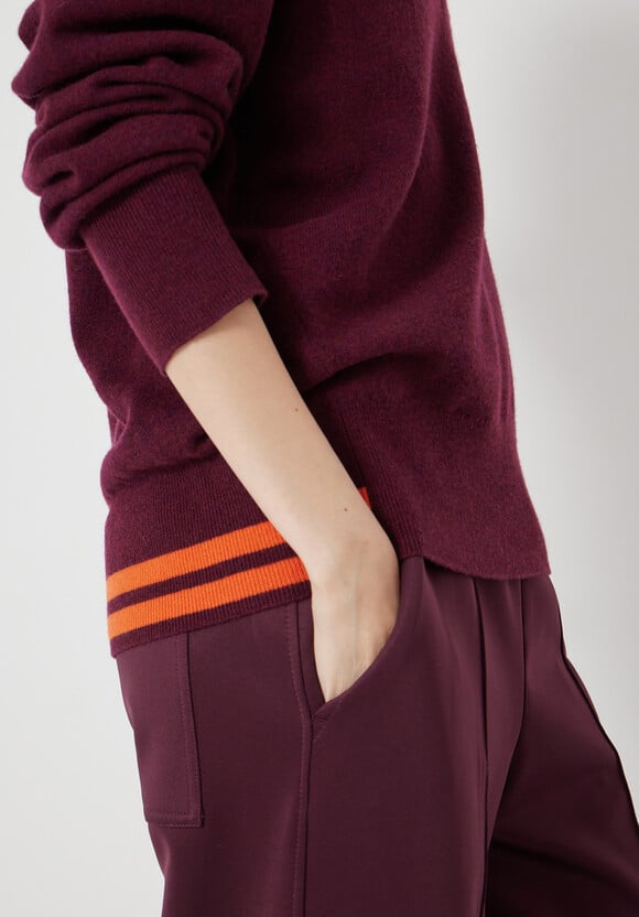 Merino Wool V Neck Stripe Jumper