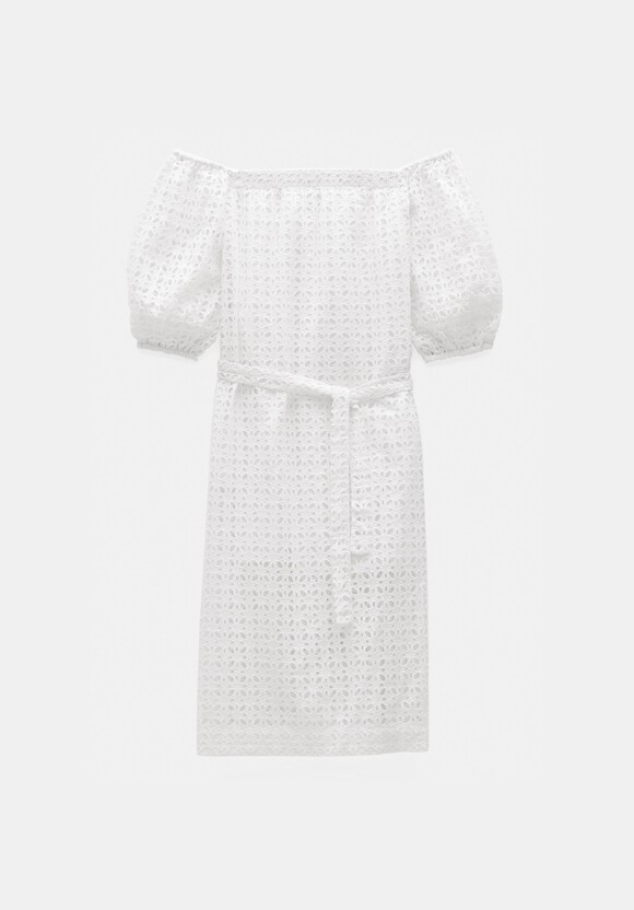 Broderie Off Shoulder Midi Dress