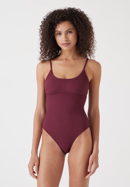 Square Neck Texture Swimsuit