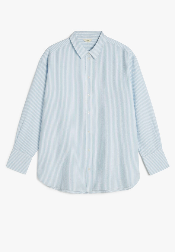 Peyton Cotton Stripe Shirt | Soft Blue | hush