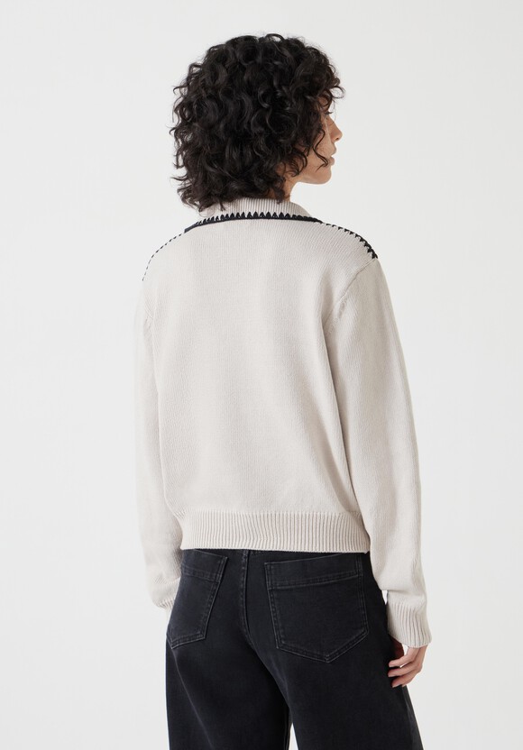 Whipstitch Collar Cotton Jumper