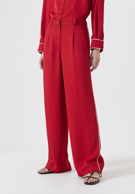Carys Piping Detail Wide Leg Trousers