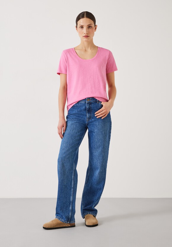 Hari Scoop Neck Cotton Slub T-Shirt