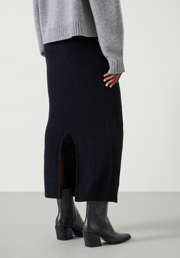 Missy Slim Knitted Wool Blend Midi Skirt