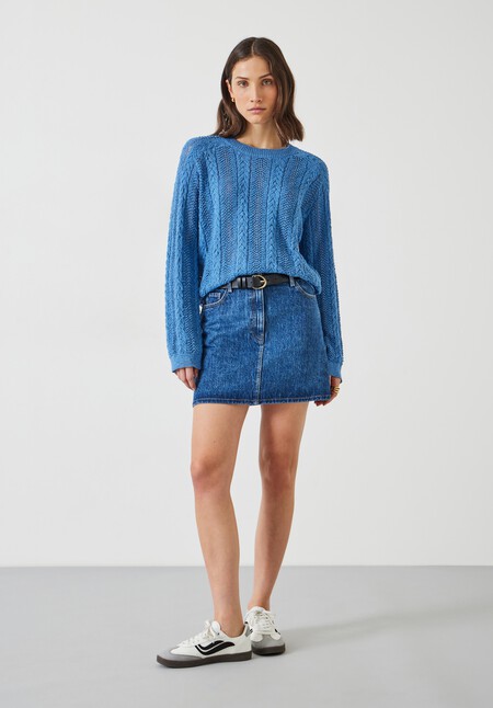 Dot Open Stitch Cable Crew Jumper