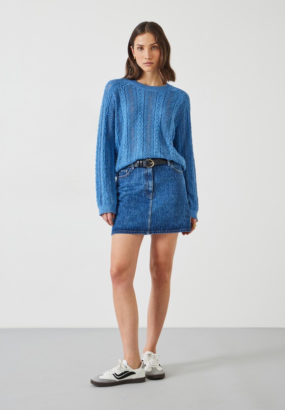 Dot Open Stitch Cable Crew Jumper