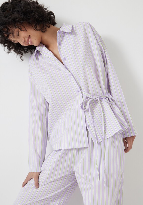 Cotton Poplin Stripe Trouser Pyjamas Set