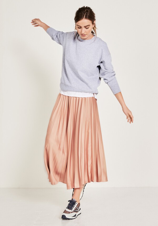 Pleated Metallic Maxi Skirt