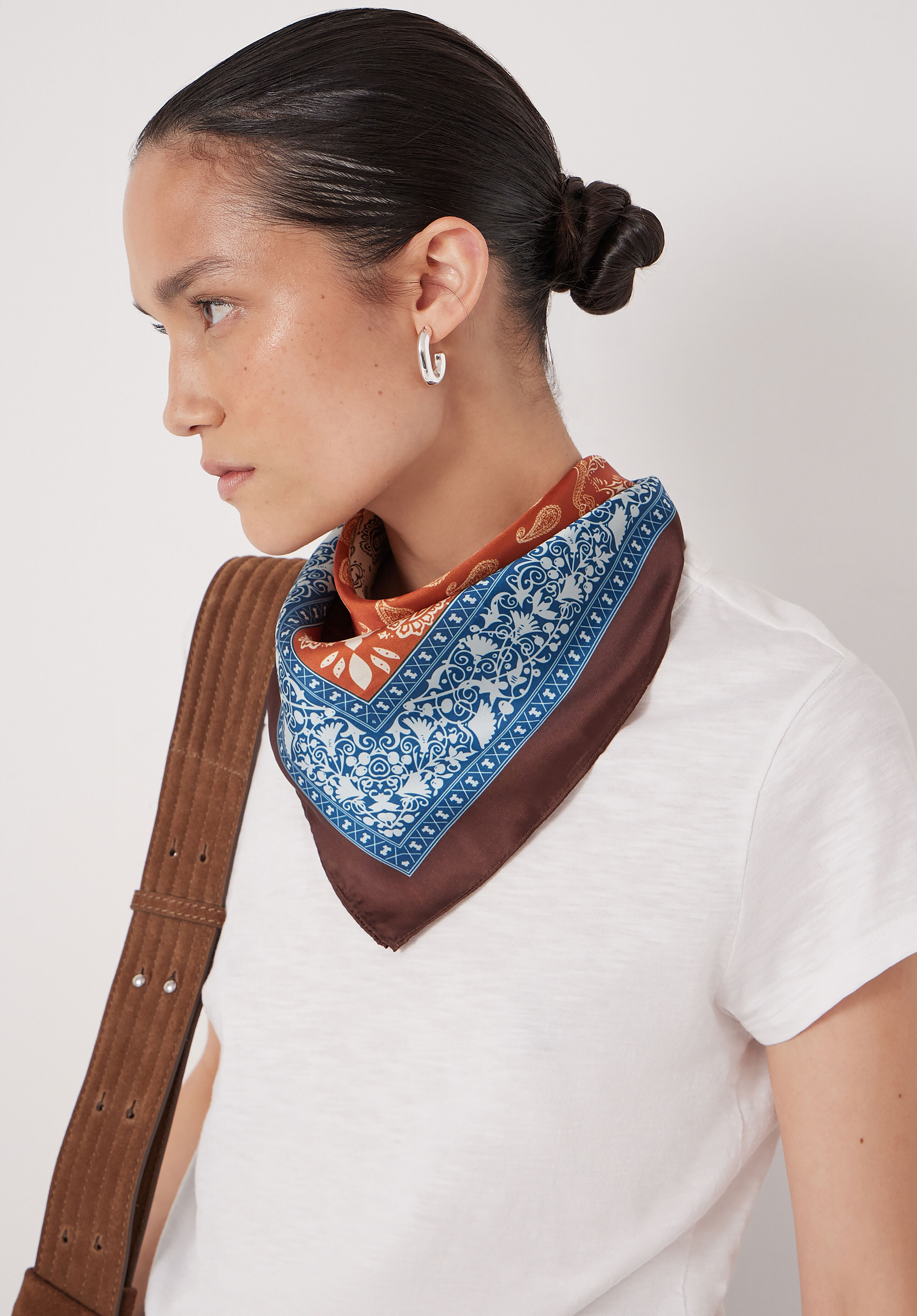 Lightweight Printed Scarf | Brown Mix | hush