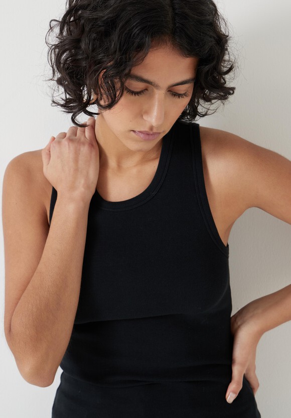 High Neck Ribbed Vest