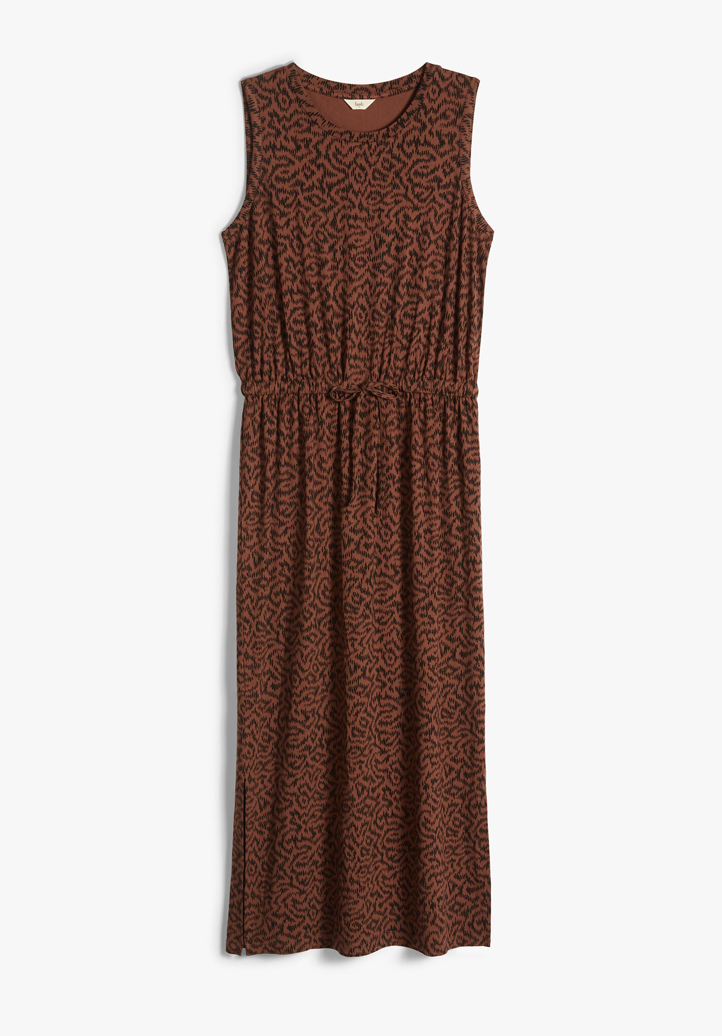 Aida Jersey Midi Dress Abstract Ikat Brown hush