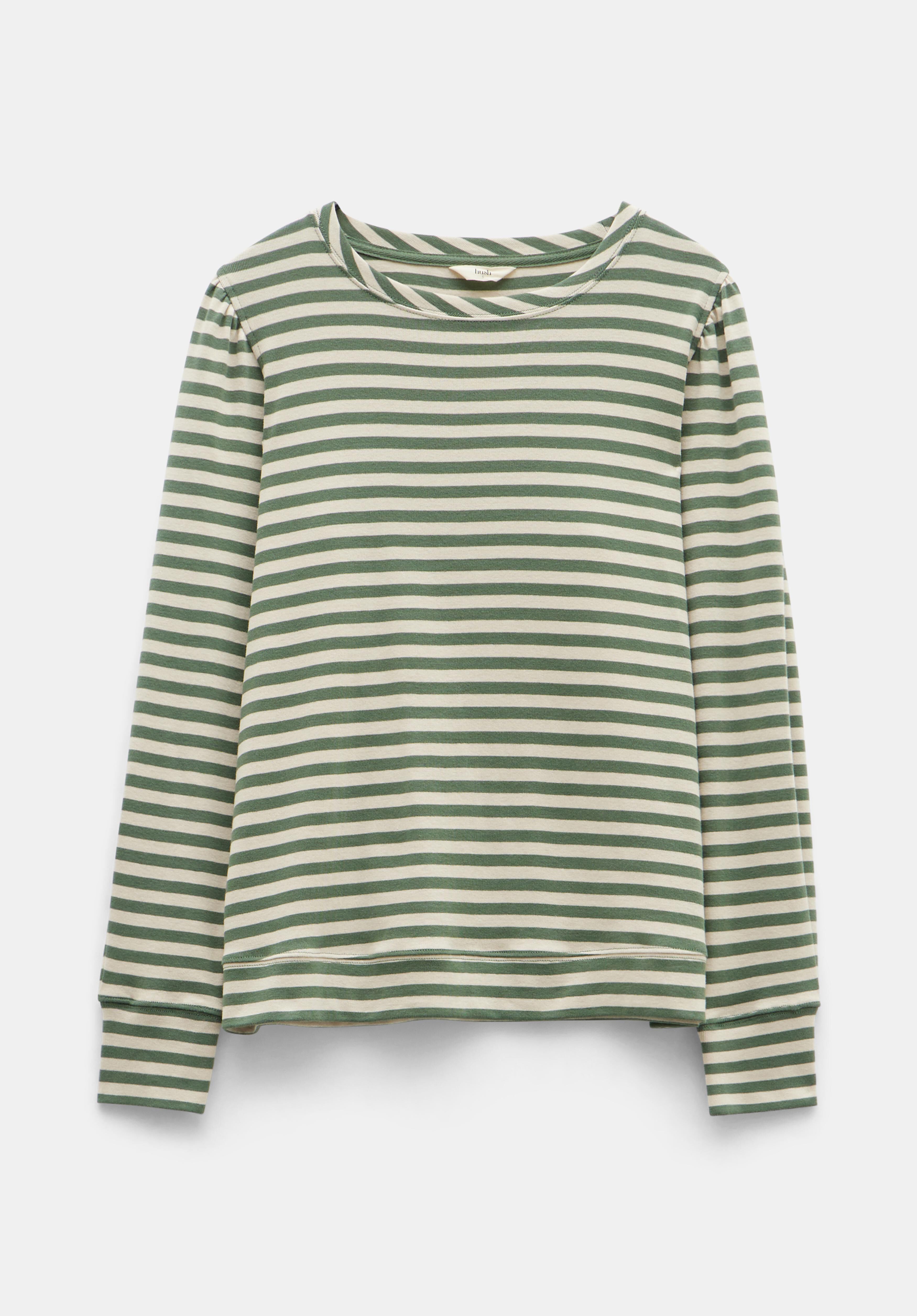 Emily Cotton Striped Puff Sleeve Top