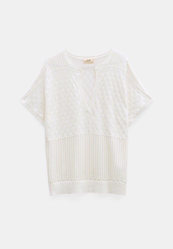 Adeena Relaxed Pointelle Stitch Knitted Tee