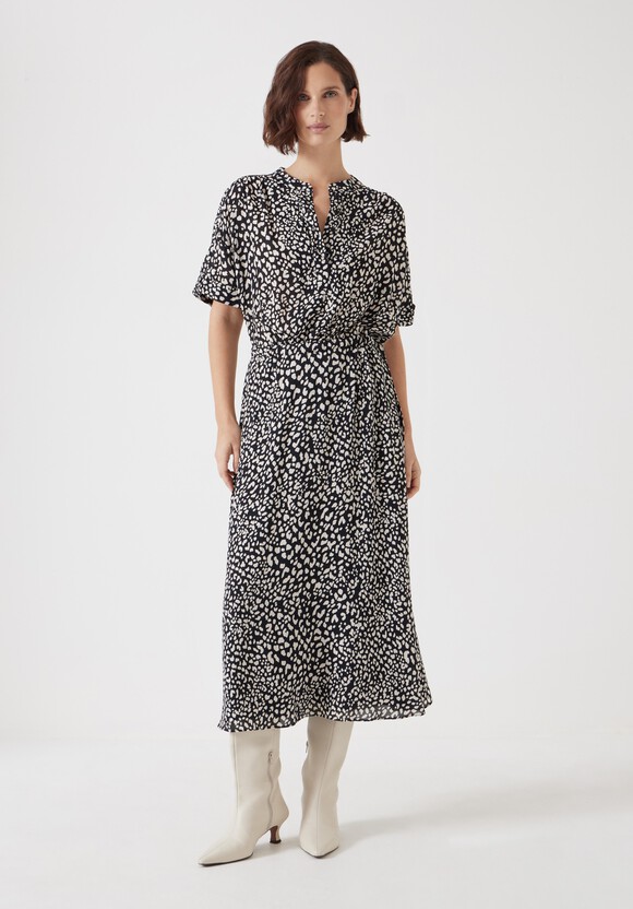 Printed Short Sleeve Midi Shirt Dress