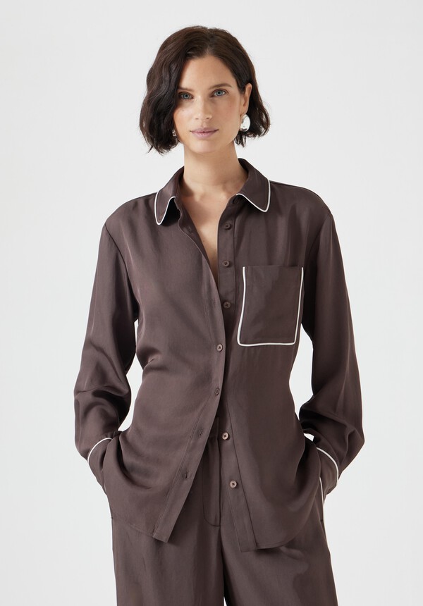 Kinsey Long Sleeve Piping Detailed Shirt