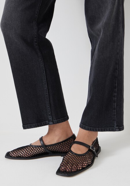 Mesh Mary Jane Ballerina Flats