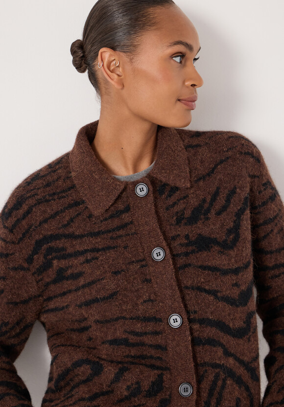 Wool Blend Tiger Jacquard Shirt Jacket