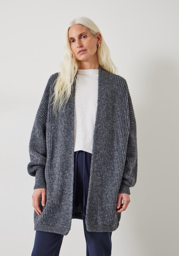 Loretta Longline Fluffy Cardigan With Alpaca