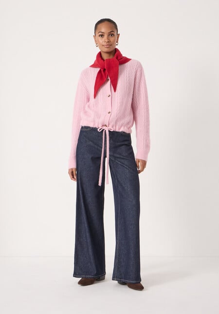 Wool Blend Drawstring Detail Cardigan