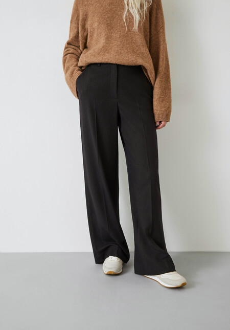 Emily Wide Leg Wool Blend Trousers