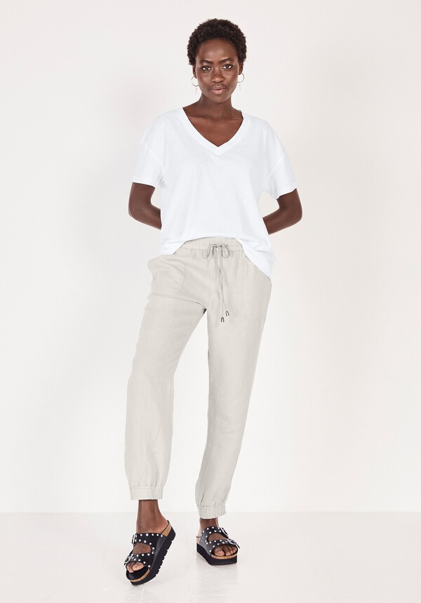 Cropped Linen Joggers