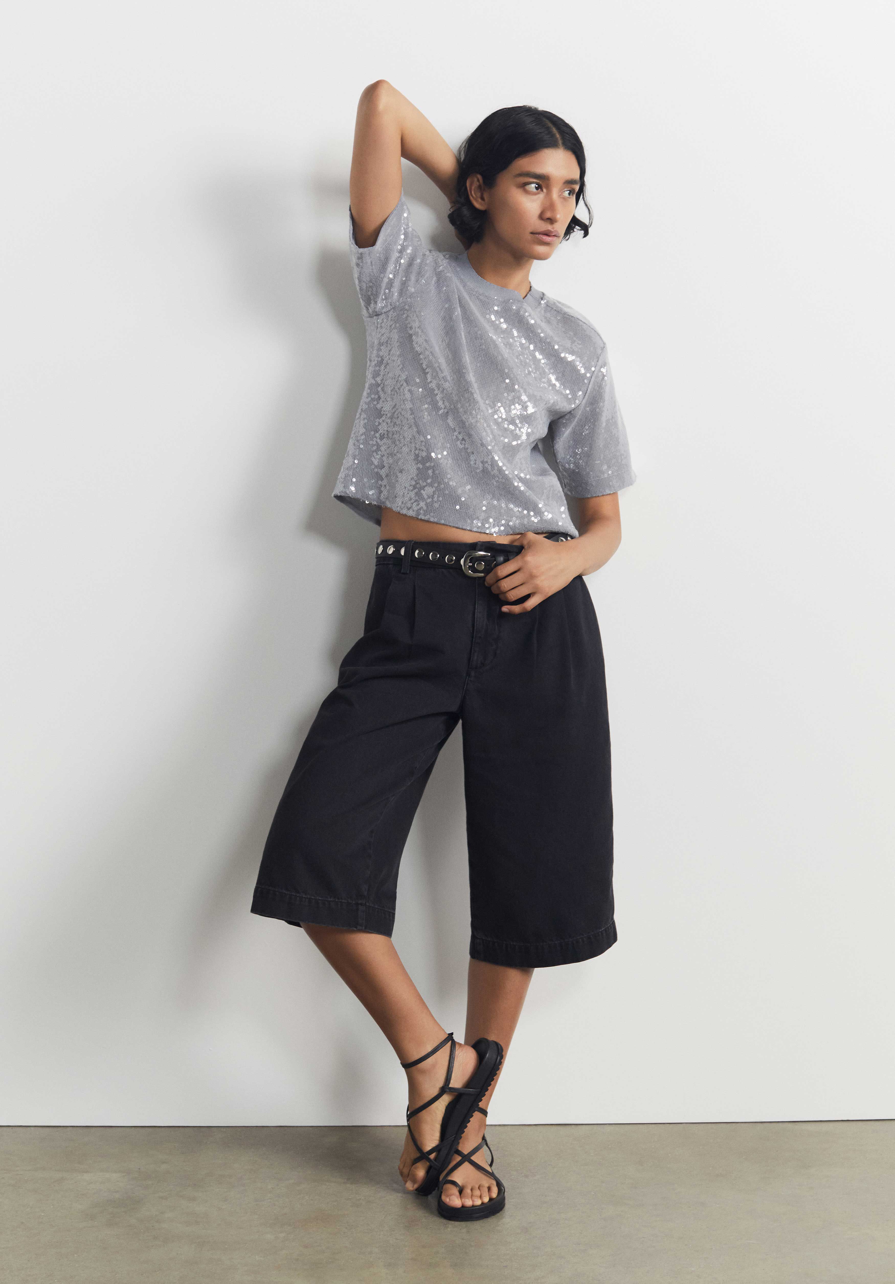 Lya Cropped Denim Bermuda Shorts | Washed Black | hush