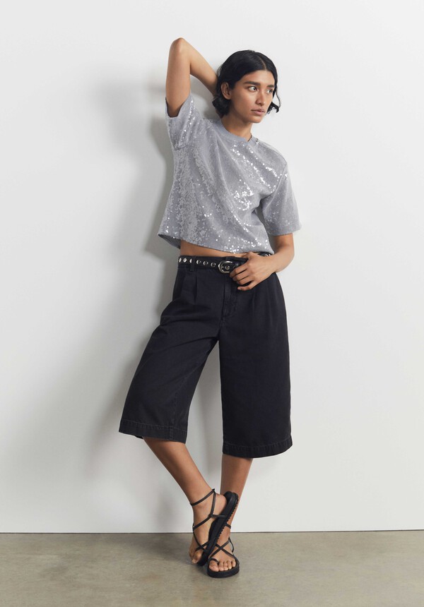 Lya Cropped Denim Bermuda Shorts