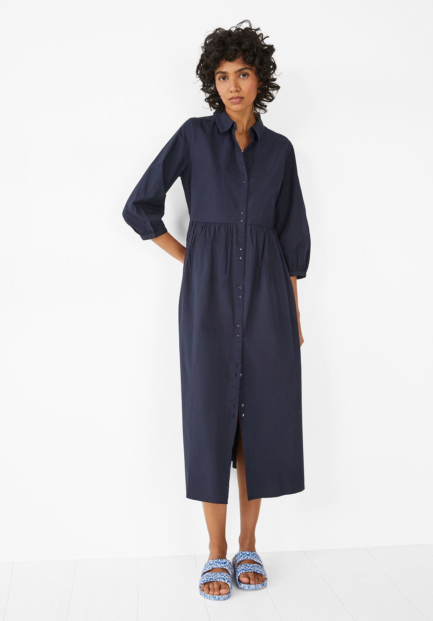 Cindy Poplin Midi Dress | Midnight Navy | hush