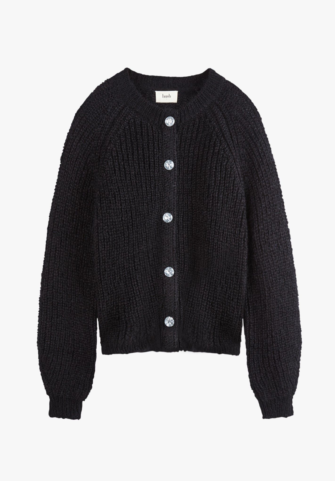 Blake Embellished Fluffy Cardigan Black hush