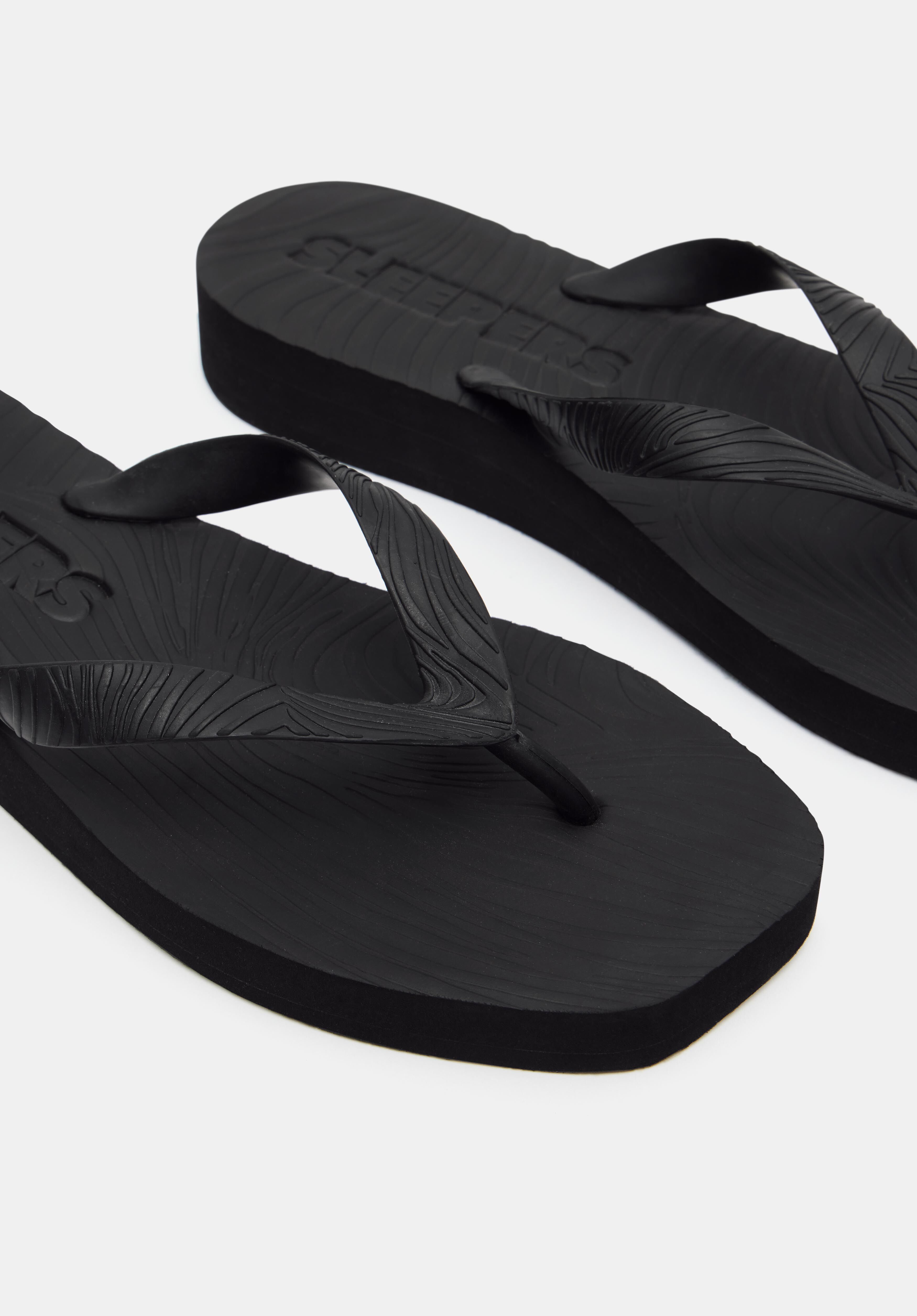 Sleepers Platform Flip Flops Black hush