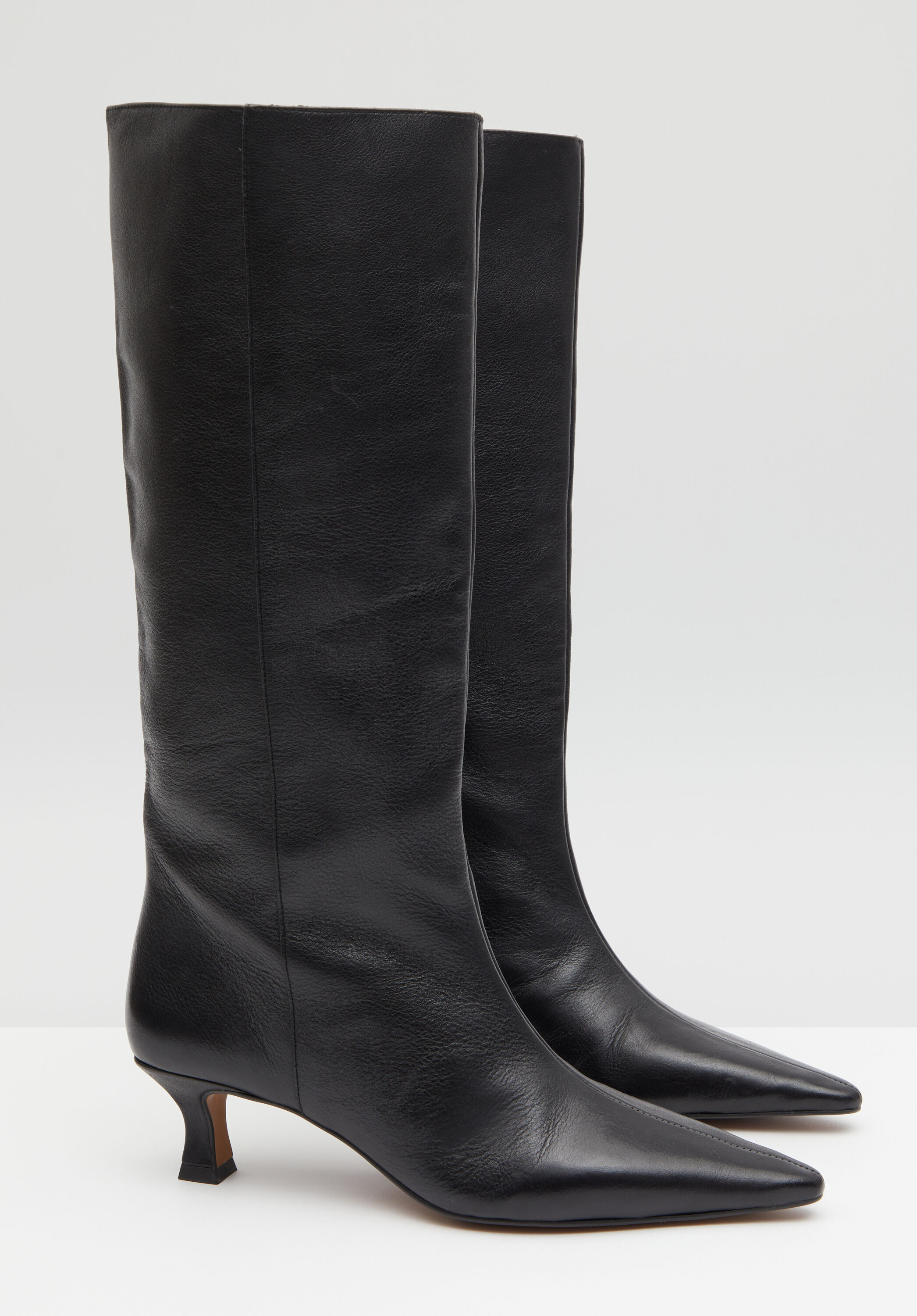 Camila Leather Kitten Heel Knee Boots