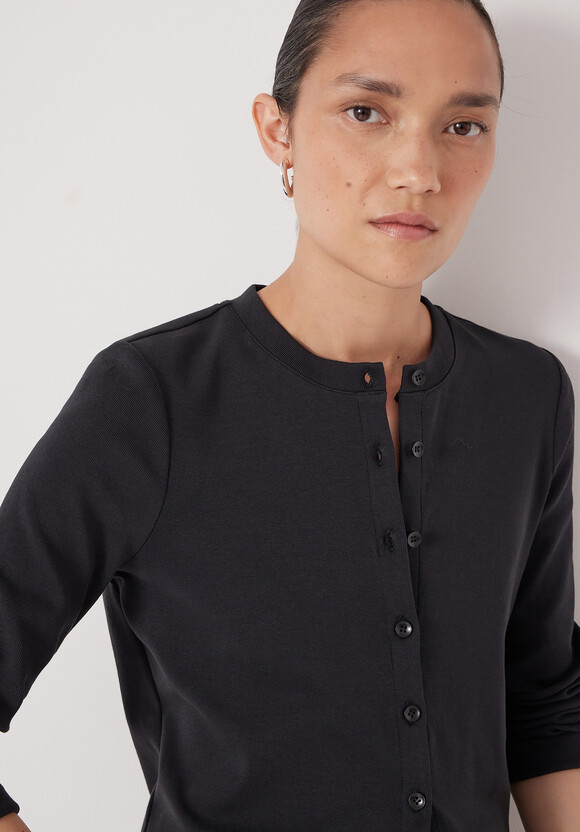 Button Ribbed Long Sleeve Top