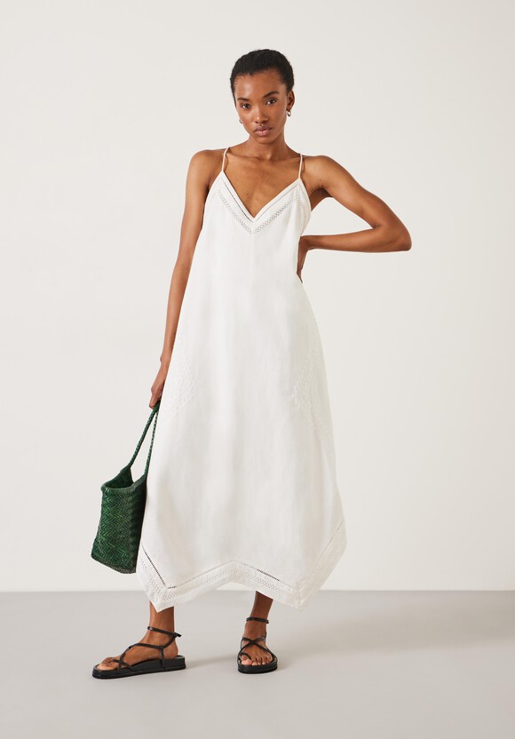 Celia Embroidery Maxi Dress With Linen