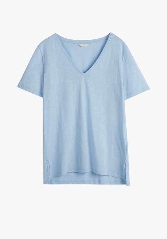 Kali Cotton Slub V-Neck T-Shirt | Soft Blue | hush