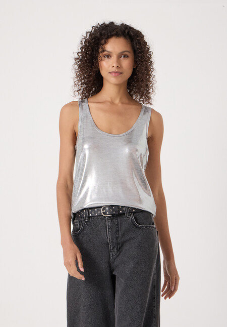 Silver Metallic Slub Vest