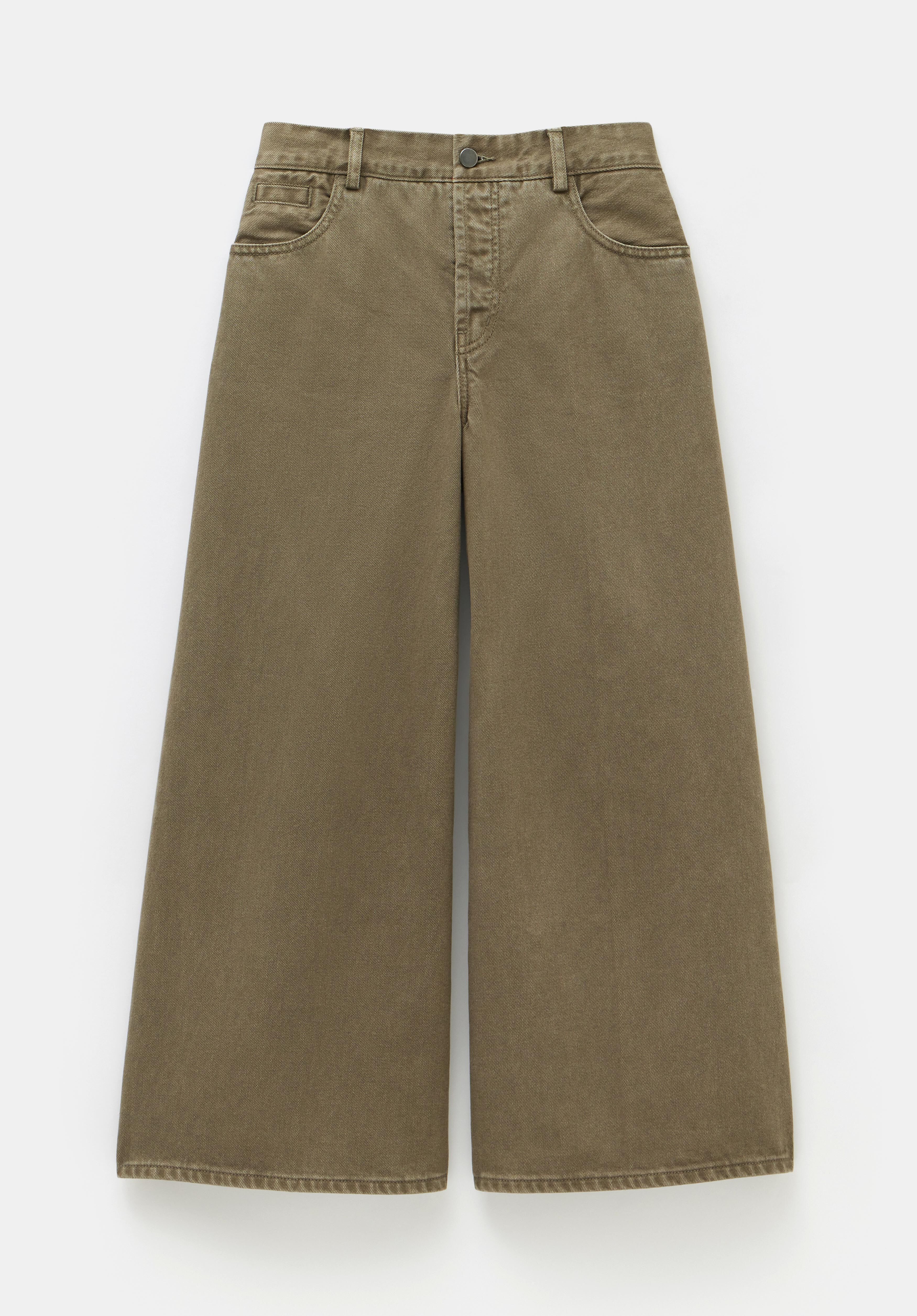 Khaki cropped jeans top
