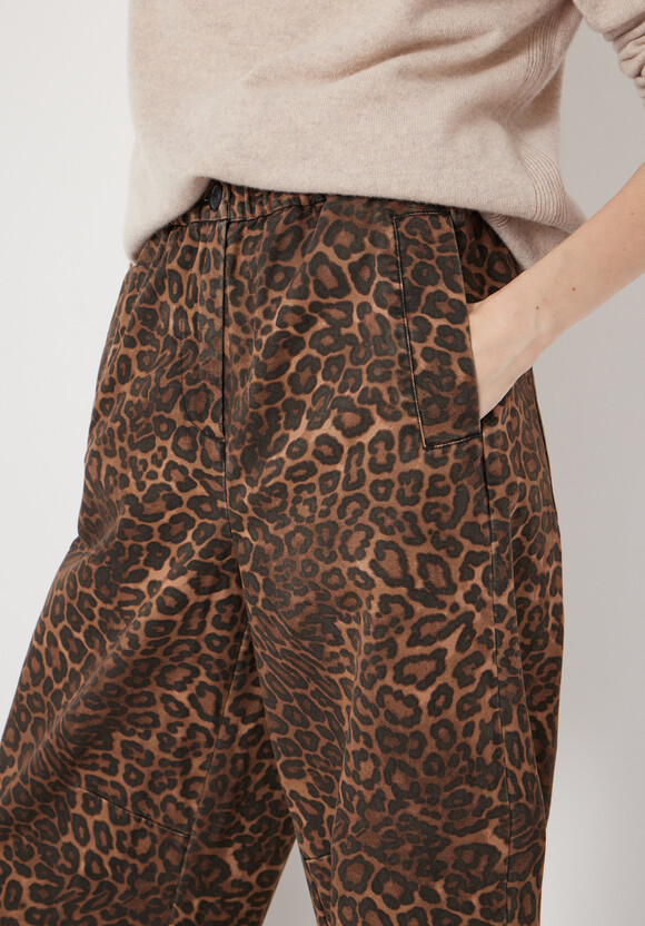 Jack Barrel Leg Pull On Cotton Trousers
