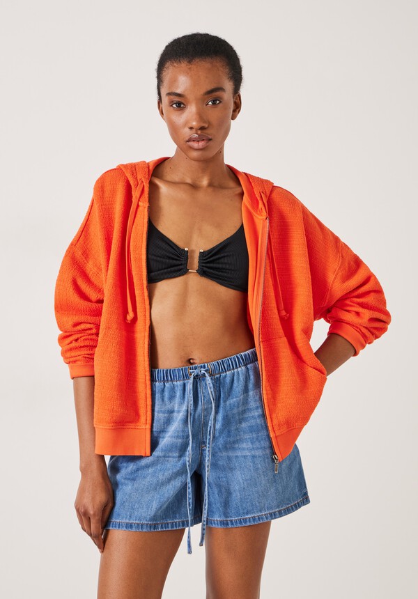 Tania Textured Zip Hoodie